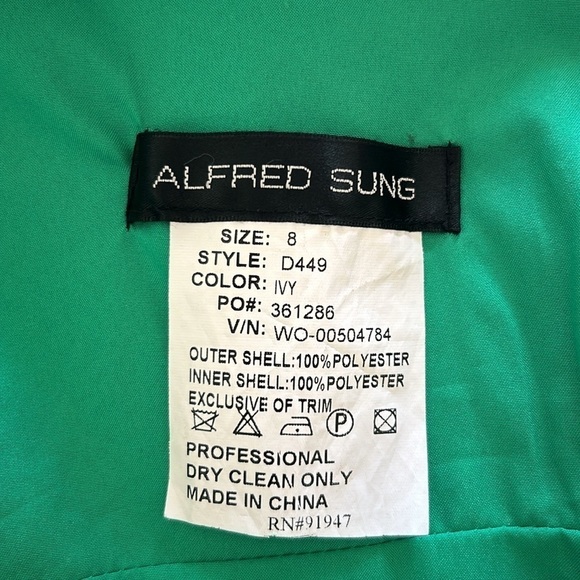 NWT Alfred Sung Dupion Halter Dress in Ivy Size 8 - Picture 9 of 10